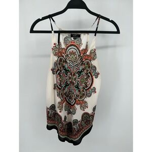 Heart & Soul Womens Paisley Handkerchief Hem Cami Top Multi Color Medium